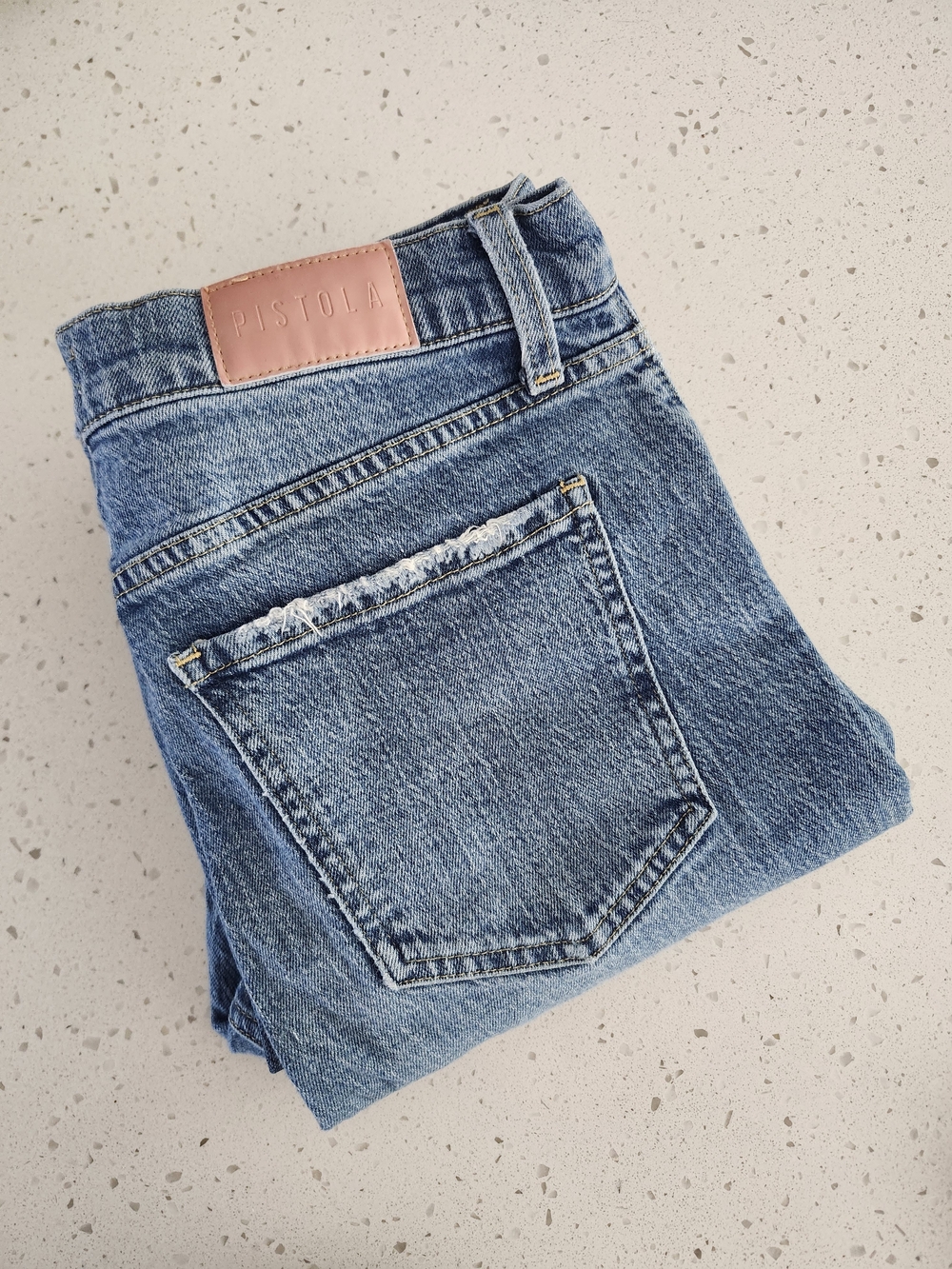 Pistola woman’s Blue Distressed Straight-Leg Jeans 28